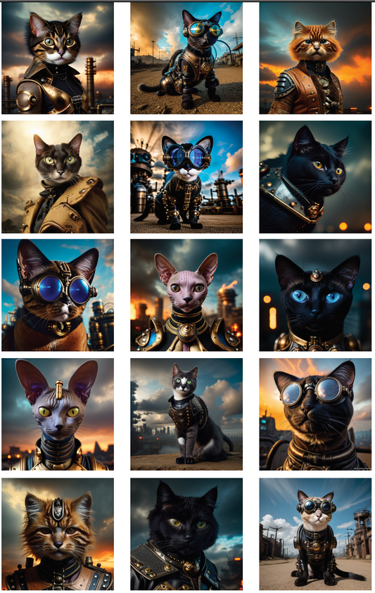 Steampunked Cat Sticker Set
