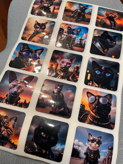 Steampunked Cat Sticker Set